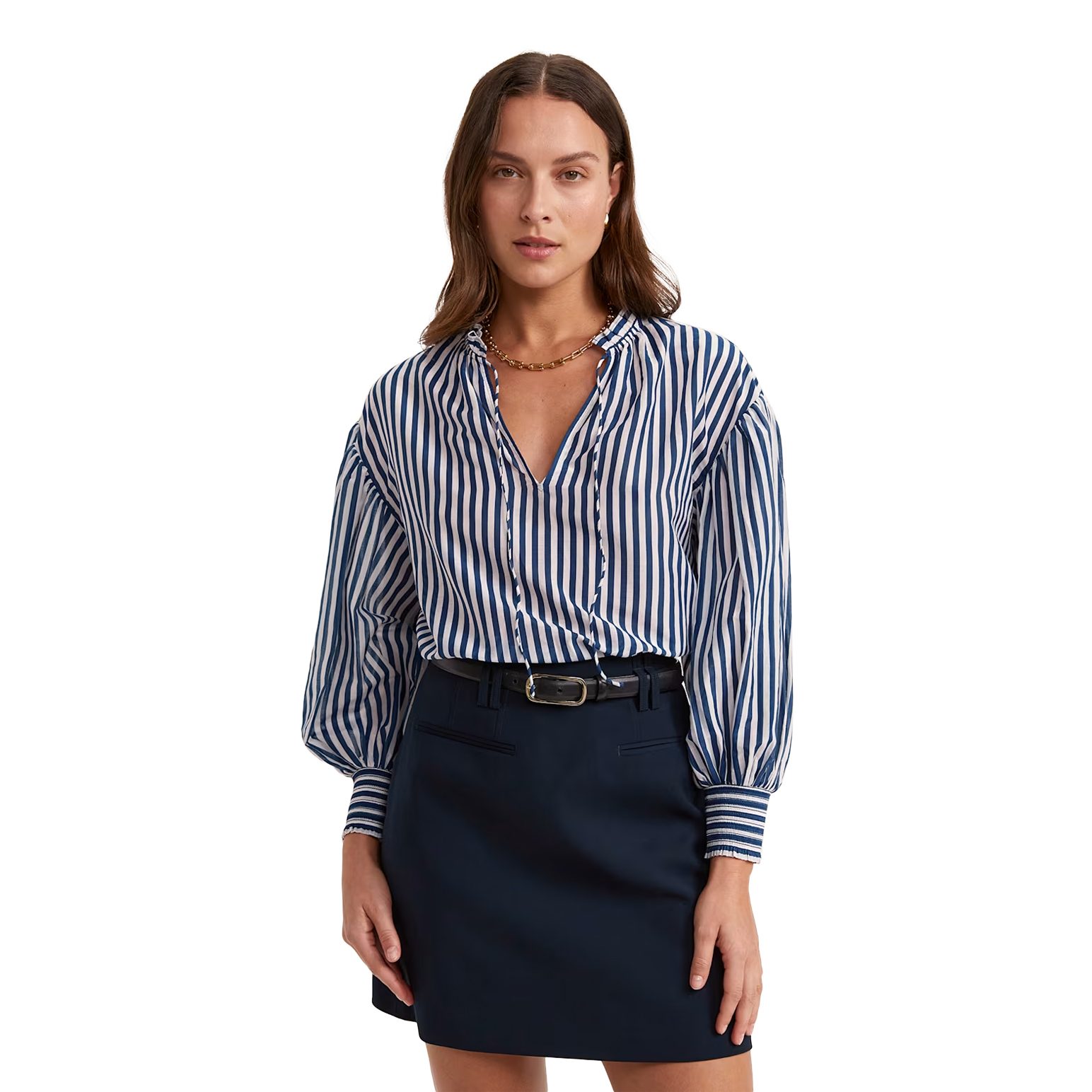 SABA Cora Striped Puff Sleeve Shirt